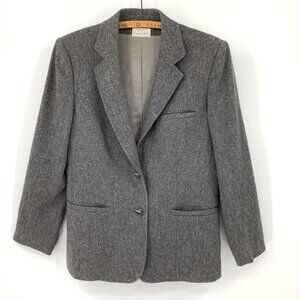 Vintage Wool Blazer ah! Austin Hill Womens Gray Jacket Size 10 Office Acadamia